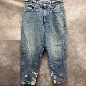 Madewell Rivet and Thread Distressed Cropped Denim Jeans Size 28